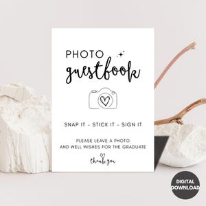Photo Guestbook Sign Graduation Party, Modern Minimalist Class of 2025 Decor, Polaroid Grad Guest book