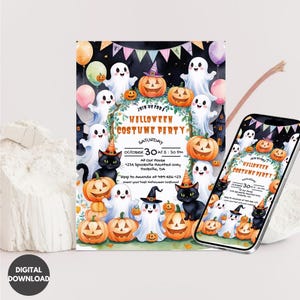 Editable Halloween Costume Party Invitation, Halloween Birthday Invitation template, Halloween Party Invitation, Halloween Invitation, Canva
