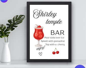 Graduation Shirley Temple Bar Sign, Mocktail Menu (Digital Download)