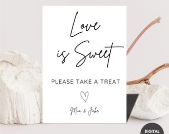 Love is Sweet-bord afdrukbaar, modern minimalistisch trouwbord, doe een plezier, zoete traktatie babyshower vrijgezellenfeest, instant download
