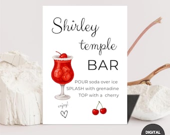 Shirley Temple Bar Sign Template, Graduation Party Decor, Canva (Digital Download)