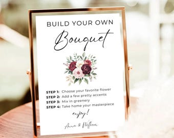 Build a Bouquet Wedding Sign, Minimalist Floral Bar (Digital Download)