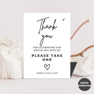 Minimalistische bruiloft gunsten teken sjabloon, modern gunst teken, neem een gunst, geschenken tafel teken, bewerkbare gunsten ondertekenen afdrukbare
