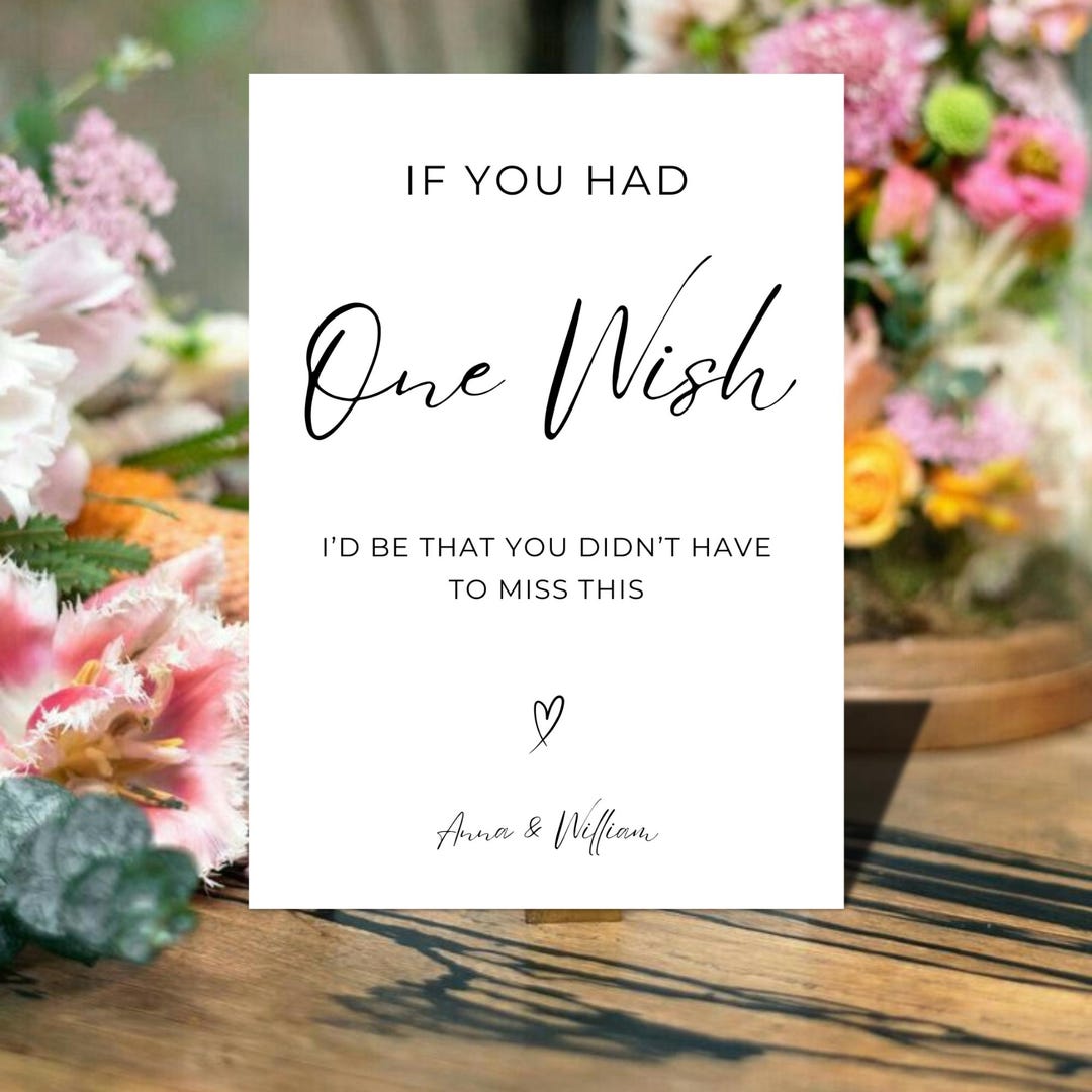Wedding Wish Sign Template, Flower Bar, Editable Canva, Minimalist ...
