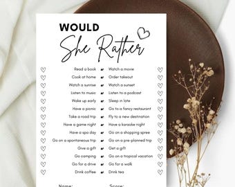 Would She Rather Bridal Shower Game Template (Digital Download)