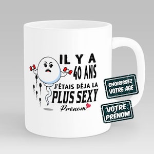 Mug Humor Birthday Gift personalized age and first name for Woman