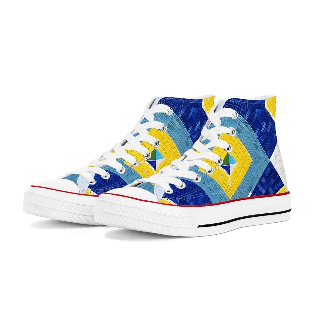 Splash Mosaic Mens Classic Hightop Canvas Shoes Durable Etsy UK