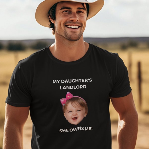 Personalized Dad Baby Face Shirt gift for Father’s Day, New Dad Tee, First Fathers Day, Birthday Papa Gift, Gift from Daughter She Owns Me