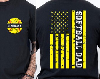 Custom Softball Dad T-Shirt, Sports Fan Gift