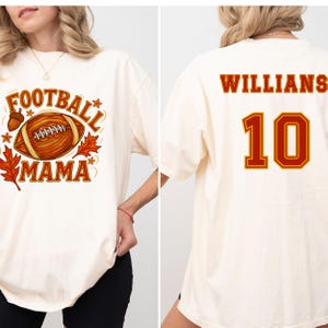 Comfort Colors® Custom Football Mama Shirt, Football kids name & jersey number, Cute Football Season Mama Shirt, Gift For Football Lover Mom