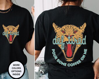 Koszulka z grafiką Def Tired Coffee, w stylu retro, w komfortowych kolorach