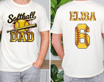 Custom Softball Dad Shirt, Personalized Name & Number, Sports Tee