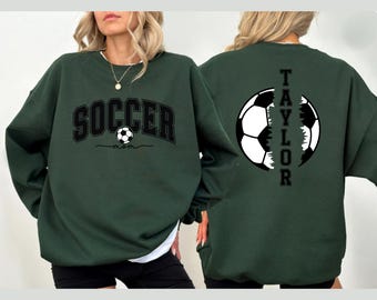 Personalized Soccer Mom Sweatshirt: Kids Name on Sleeve, Fall Season
