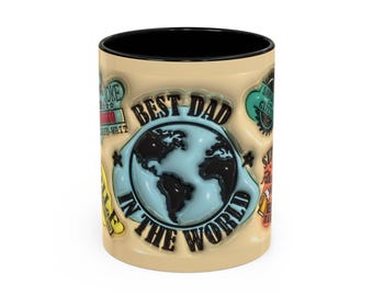 Best dad in the world 3D Mug, Mug for Dad, Daddy Mug, Fathers Day Gifts, Dad Birthday Gifts, Gift for Husband, Gift for Him, Inflated effect