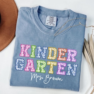 Comfort Colors® Kindergarten Teacher Shirt, Kindergarten TShirt, Elementary School, Teaching Tee, First Day Of Kindergarten, Teacher Team
