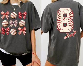 Personalized Baseball Mama T-Shirt: Team Jersey with Kid Name & Number