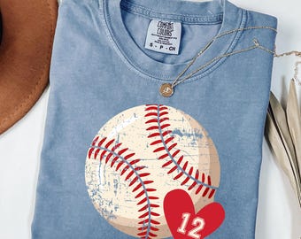 Personalized Baseball Mom Comfort Colors Shirt, Custom Number Tee