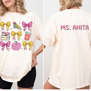 Comfort Colors® Custom Teacher Shirt pink Coquette t-shirt for teachers, Cute Elementary teacher Appreciation Gift, Last Day of School, Gift