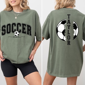Personalize Soccer Mom Kids Name On Back Sweatshirt, Mom Soccer Sweater, Soccer Mama Shirt, Gift for Soccer Mom, Fall Soccer Season Shirt