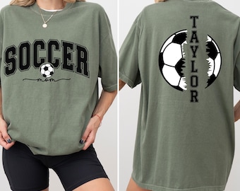 Personalize Soccer Mom Kids Name On Back Sweatshirt, Mom Soccer Sweater, Soccer Mama Shirt, Gift for Soccer Mom, Fall Soccer Season Shirt