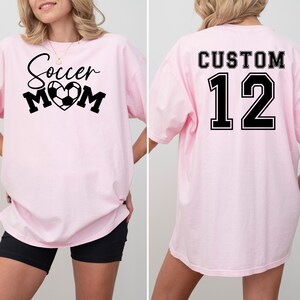 Personalize Soccer Mom Kids Name On Back Sweatshirt, Mom Soccer Sweater, Soccer Mama Shirt, Gift for Soccer Mom, Fall Soccer Season Shirt