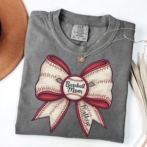 Custom Baseball Bow Shirt, Baseball Mom Shirt With Kids Name & Jersey Number, Baseball Wife shirt, Cute Baseball Mama Shirt, Baseball Season