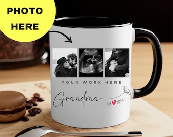 Personalized Promoted to Grandma Mug, gift for mom, Grandma Photo Mug, Pregnancy Reveal, Baby Announcement, Grandma To Be, Grandma to be