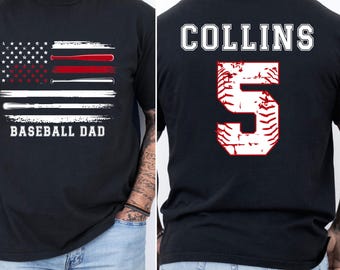 Personalized Baseball Dad Shirt, Kids Number & Name, Father's Day Gift