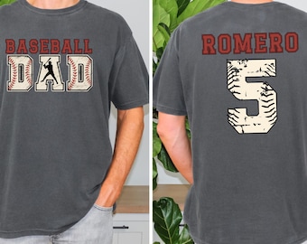 Custom Baseball Dad Shirt, Personalized Kids Number Tee, Father's Day Gift