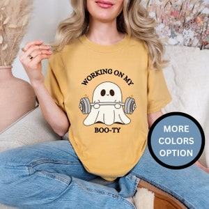 Working on My booty Shirt, Gym Halloween Shirt,Funny Gym Halloween Shirt,Fitness Lover Halloween Shirt,Ghost Halloween Shirt, workout Shirt