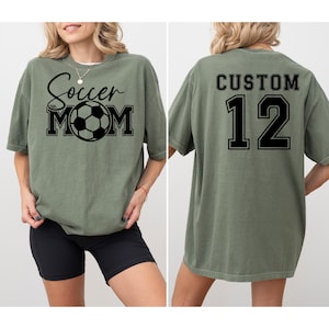 Personalize Soccer Mom Kids Name On Back Sweatshirt, Mom Soccer Sweater, Soccer Mama Shirt, Gift for Soccer Mom, Fall Soccer Season Shirt