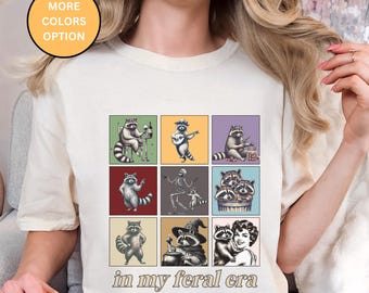 In My Feral Era Raccoon Comfort Colors T-Shirt, Funny Opossum Tee