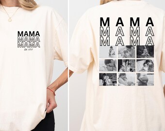 Kundenspezifisches Foto Mama T-Shirt, personalisierter Mama Pullover mit Rundhalsausschnitt