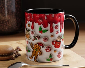 Gingerbread House Christmas Mug, Holiday Candy Decor, Hot Cocoa Mug
