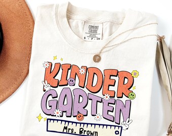 Retro Kindergarten Teacher Shirt, Kinder Grade Tee, Teacher Squad