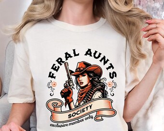 Pregnancy Reveal Auntie Shirt: Feral Aunt Society Baby Announcement