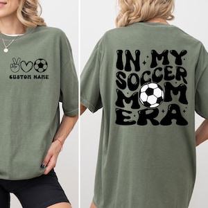 Personalize Soccer Mom Kids Name On Sleeve Sweatshirt, Mom Soccer Sweater, Soccer Mama Shirt, Gift for Soccer Mom, Fall Soccer Season Shirt