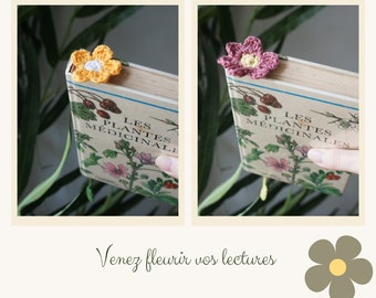 Marque-page fleurs au crochet