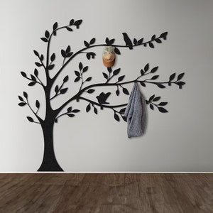 Perchero de metal extragrande con forma de árbol / Perchero de pared / Organizador de pared / Portallaves / Perchero de metal para sombreros / Organizador de entrada / Ganchos decorativos