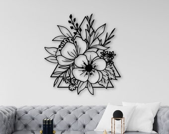 Blumenstrauß Metall Wandkunst / Blumen Wanddekor / Rose Wandbehang / Geschenk für Blumenliebhaber / Geschenk für Sie