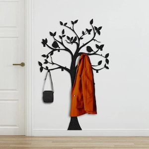 Birds on Branch Metal Coat Rack, Wall Mounted Coat Hooks, Entryway Organizer, Clothes Hanger, Metal Hat Rack,Decorative Hooks,Organizer Gift