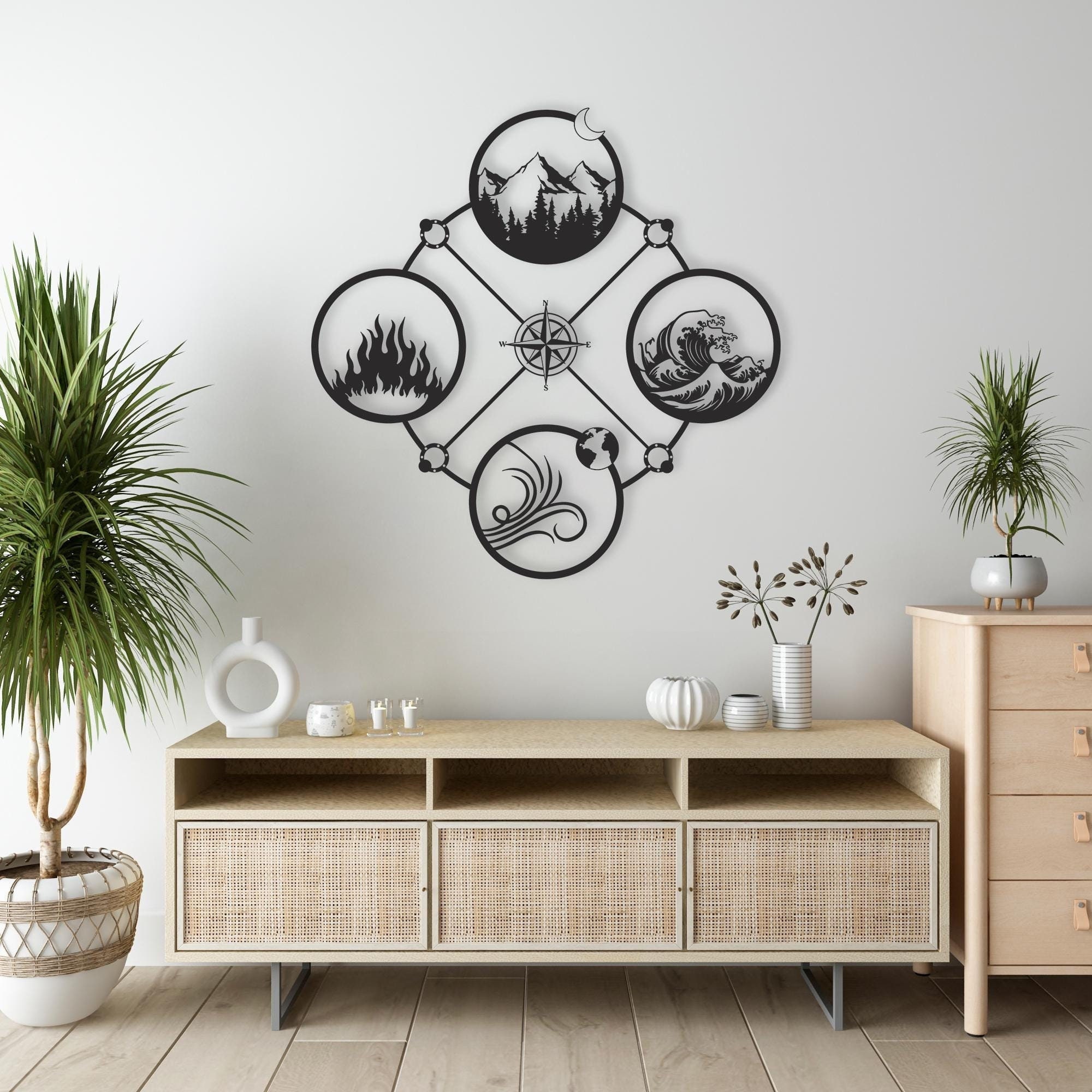 Four Elements Metal Wall Art, Four Elements Symbol, Fire