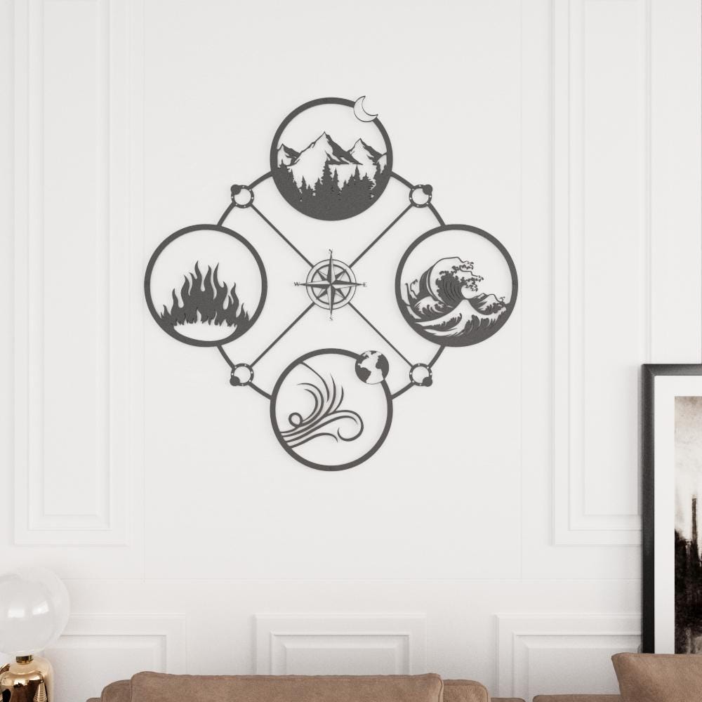 洋書 WALL ELEMENTS ART WALL Amazon.com: Japanese Four Elements Metal Wall Art, Four