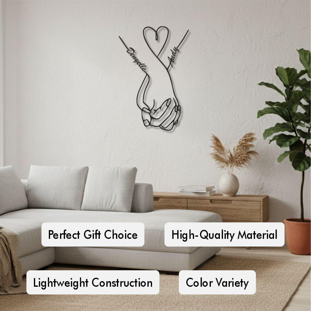 Personalized Holding Hands Metal Wall Art Custom Couple Name Sign personalized-holding-hands-metal-wall-art-custom-couple-name-sign