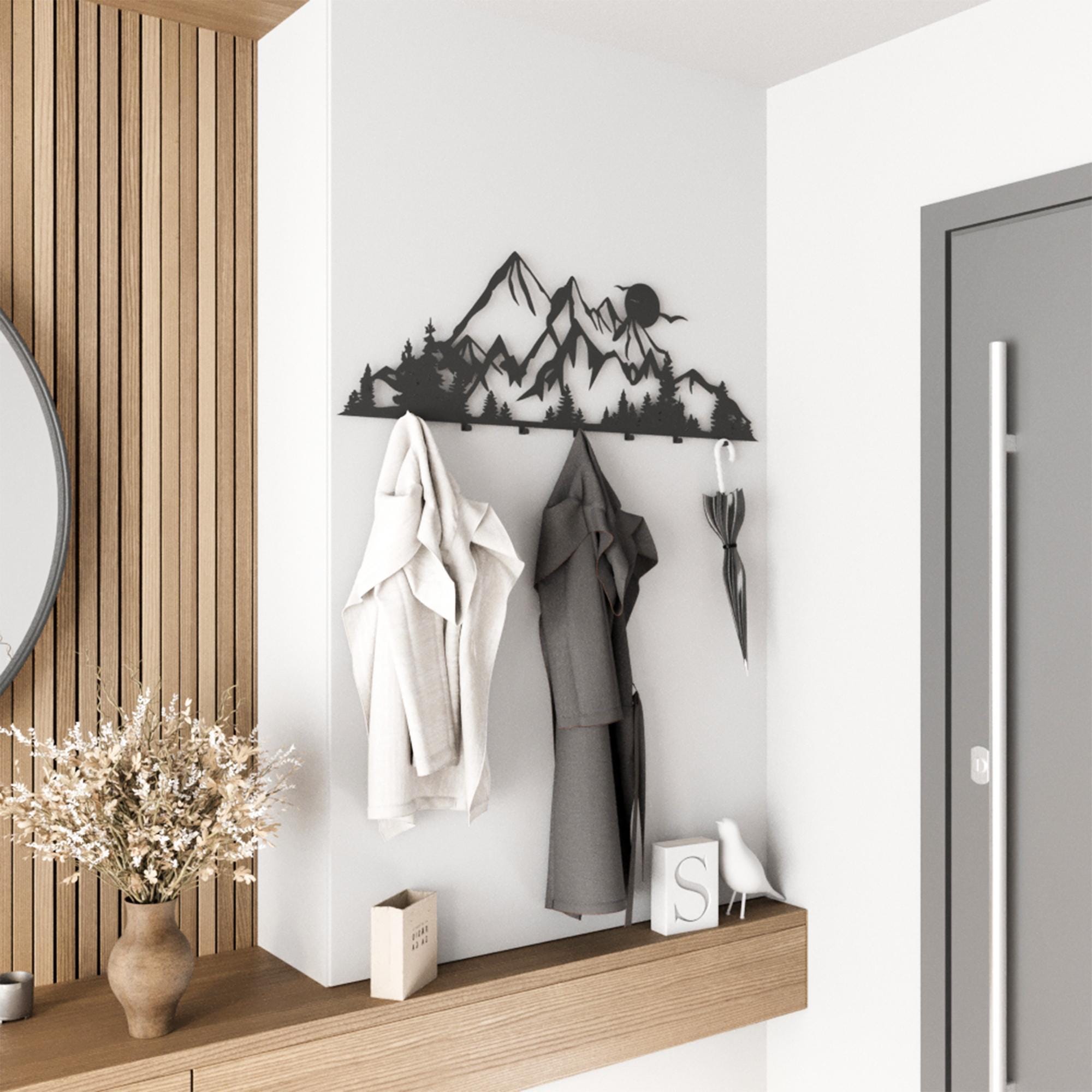 Rock Coat Racks Mountain Metal Coat Rack – Nature Wall Mounted Hanger With Hooks - Etsy