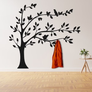 Perchero de pared, perchero de metal extragrande con forma de árbol, organizador de pared, llavero, perchero de metal para sombreros, organizador de entrada, ganchos decorativos para regalo