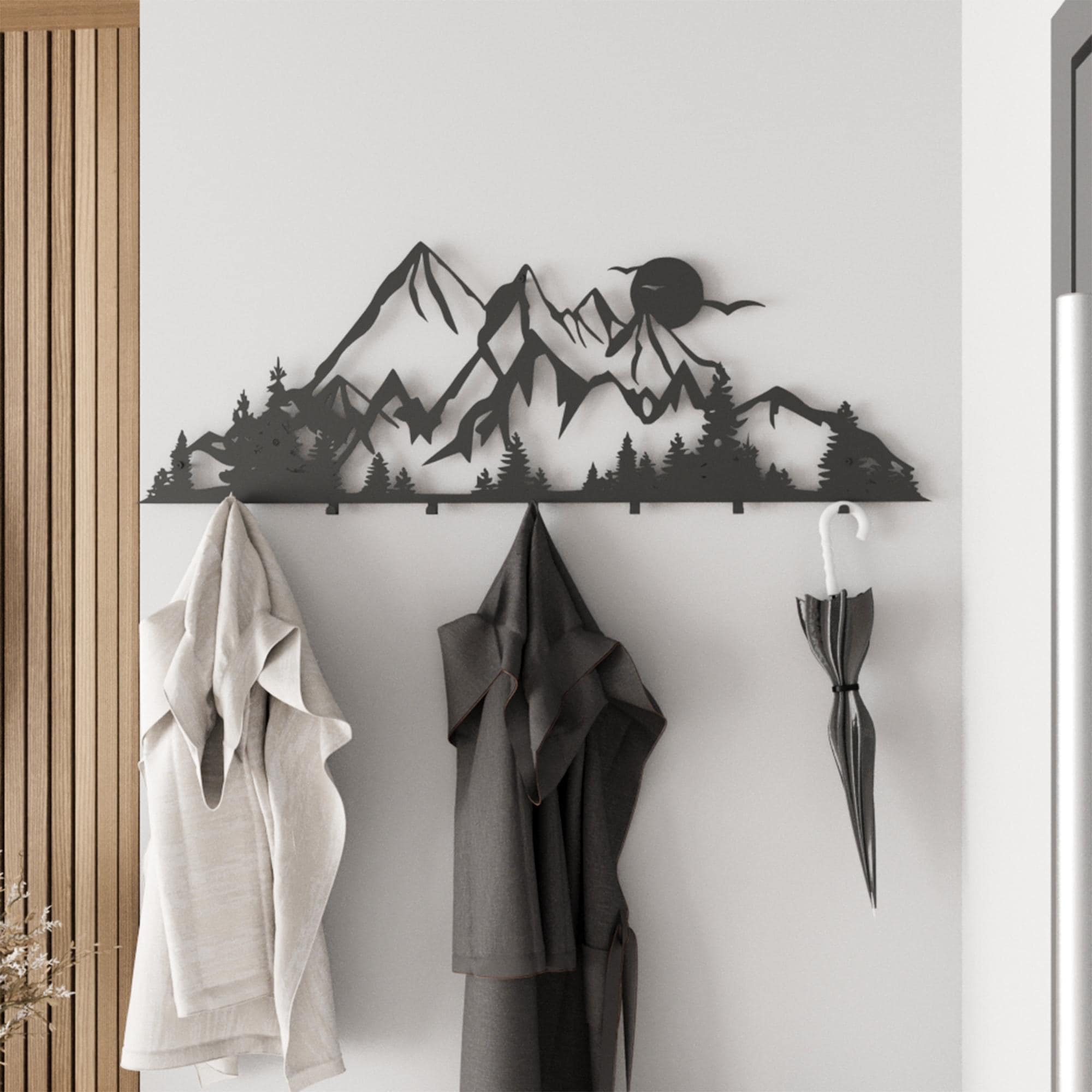 Rock Coat Racks Mountain Metal Coat Rack – Nature Wall Mounted Hanger With Hooks - Etsy