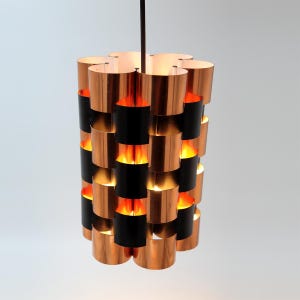 Rare Werner Schou Copper and Black Metal Pendant for Coronell Elektro