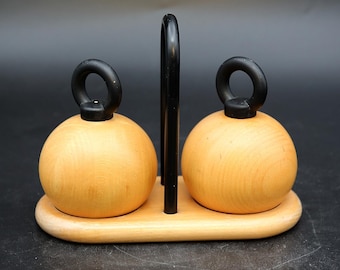 Bodum “Ball Boy” Salt and Pepper Mills with Original Holder – Denmark, 1990s