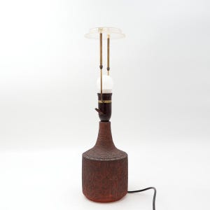 Tusbo Ceramic Table Lamp Danish 1950s Brutalist Stoneware Red Clay Vintage